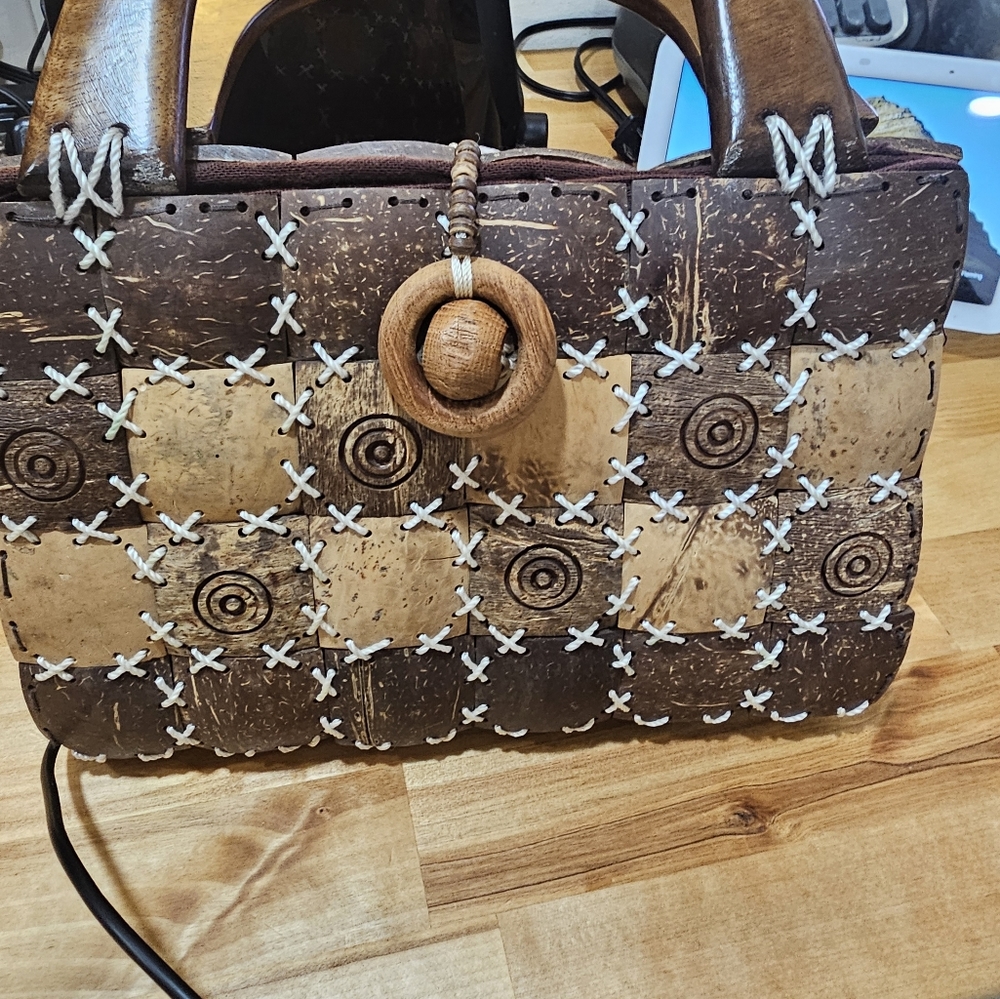 Handmade Jamacian coconut shell bag.